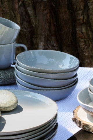 6 assiettes à creuses en céramique émaillée Galet - 18,8 cm