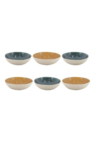 6 assiettes creuses en céramique émaillée Coralia - 18,5 cm