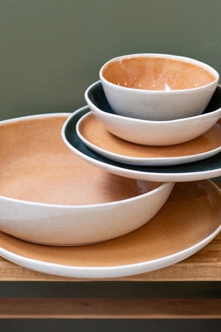 6 assiettes creuses en céramique émaillée Coralia - 18,5 cm