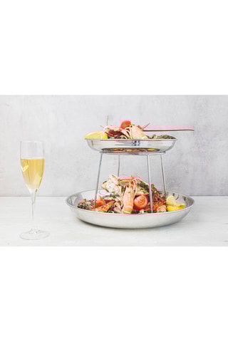 2 plateaux à fruits de mer en acier inoxydable - 26 et 35 cm