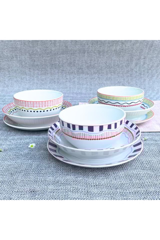 6 assiettes plates en porcelaine Relax Sunset - 27 cm