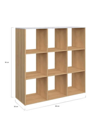 Meuble de rangement cube Marceau 9 case effet lattes et marbre