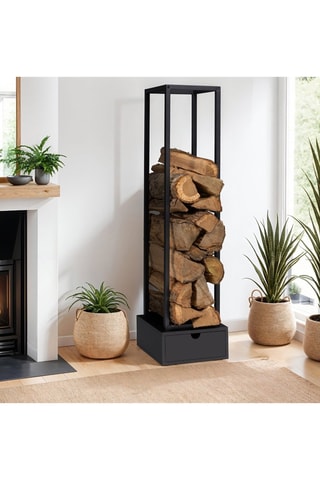 Range bûches vertical avec tiroir 125cm