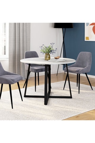 Table à manger ronde extensible Sana effet marbre blanc et noir Ø110-150cm
