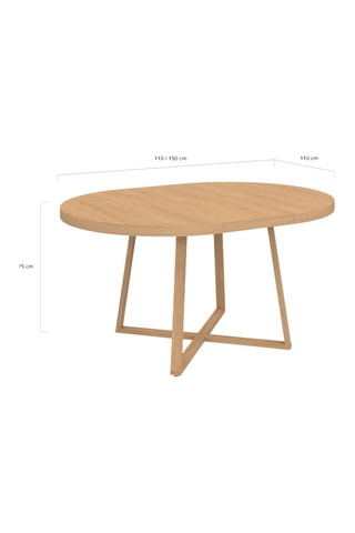 Table à manger ronde extensible Sana bois Ø110-150cm