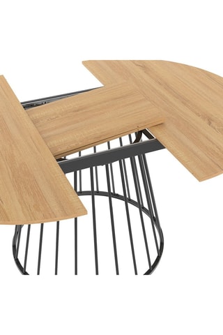 Table à manger ronde extensible Adelle bois et noir Ø110-150cm