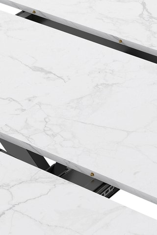 Table à manger ronde extensible Soline effet marbre blanc et noir Ø110-150cm