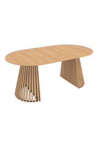 Table à manger ronde extensible Camélia bois et pied lattes Ø110-200cm