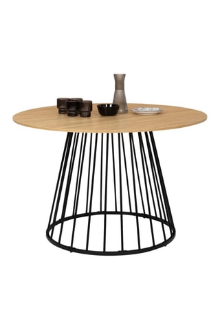 Table à manger ronde Adelle bois et noir Ø110cm