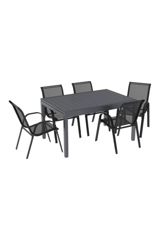 Ensemble repas extensible 12 places en polywood gris