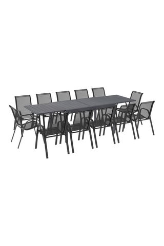 Ensemble repas extensible 12 places en polywood gris