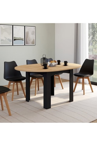 Table à manger ronde Dina bois et noir Ø110-150cm