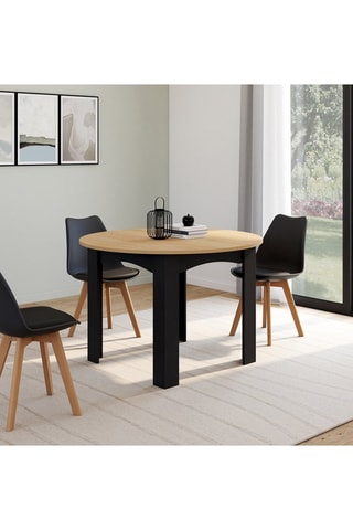 Table à manger ronde Dina bois et noir Ø110-150cm