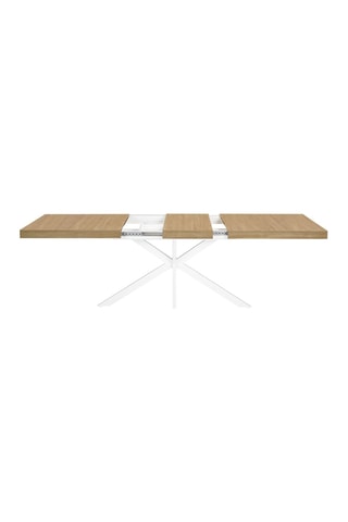 Table à manger extensible Spider bois et blanc avec rangement intégré 160-200cm