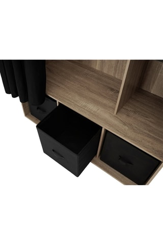 Dressing bois avec étagères et rideau noir 105x170cm