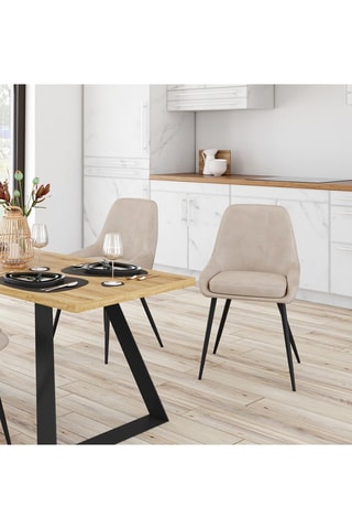 Chaises Olivia en velours taupe et pieds métal noirs - lot de 2