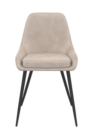 Chaises Olivia en velours taupe et pieds métal noirs - lot de 2