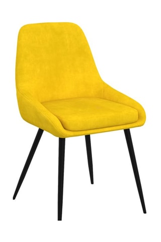 Chaises Olivia en velours mix de couleurs (bleu, gris clair, gris foncé et jaune) et pieds métal noirs - lot de 4