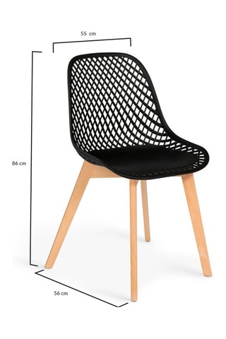 Chaises Maëlle assise ajourée mix de couleurs : 1x blanc, 1x gris foncé, 1x noir et 1x bleu canard - lot de 4