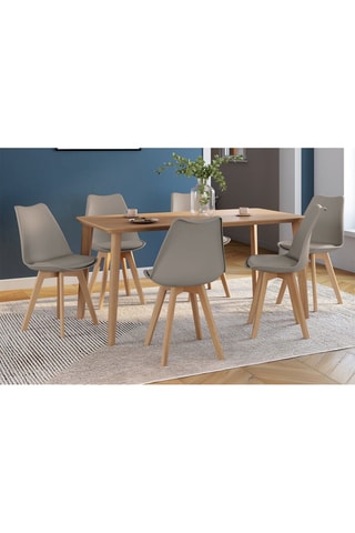 Chaises Nordia assise taupe et pieds bois - lot de 6