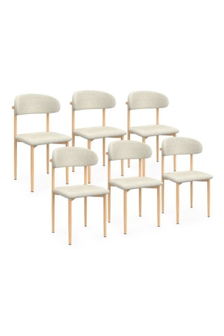 Chaises Callisto en tissu beige et pieds métal - lot de 6