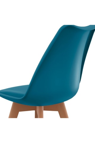 Chaises Nordia assise bleu canard et pieds bois - lot de 6