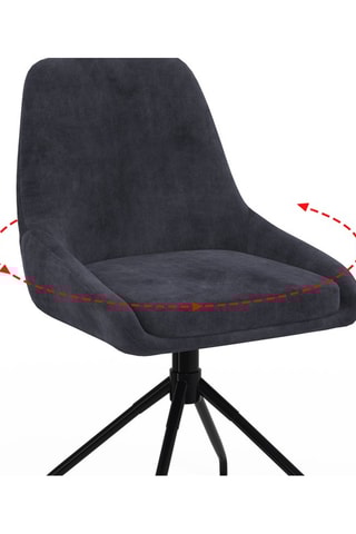 Chaises Olivia pivotantes en velours gris foncé et pieds métal noirs - lot de 2