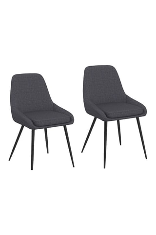 Chaises Ornella assise tissu gris foncé et pieds métal noirs - lot de 2
