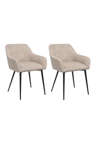Chaises Ariana avec accoudoirs en velours taupe et pieds métal - lot de 2