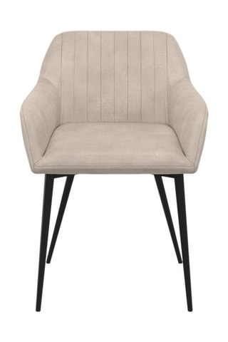 Chaises Ariana avec accoudoirs en velours taupe et pieds métal - lot de 2
