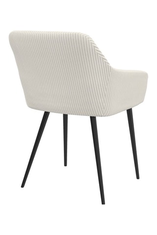 Chaises Jenny avec accoudoirs en velours côtelé crème et pieds métal - lot de 2