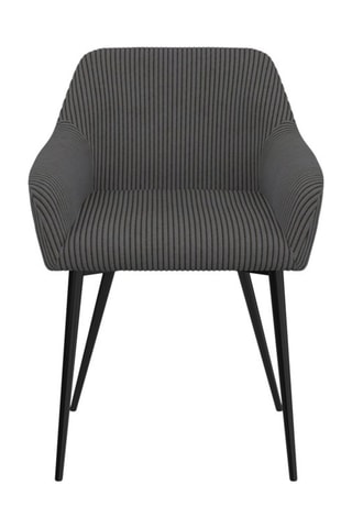 Chaises Jenny avec accoudoirs en velours côtelé gris et pieds métal - lot de 2
