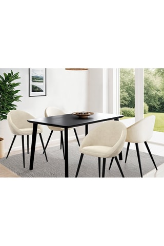 Chaises Dory en velours crème et pieds métal noirs - lot de 4