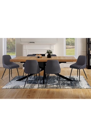 Chaises Ornella assise tissu gris foncé et pieds métal noirs - lot de 6