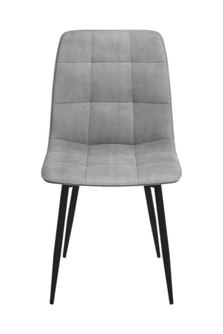 Chaises Linda en velours mix de couleurs et pieds métal noirs (bleu, gris clair, gris foncé et jaune) - lot de 6