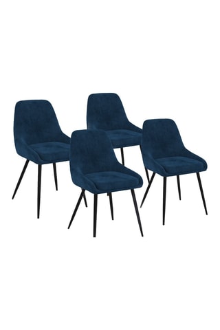 Chaises Olivia en velours bleu et pieds métal noirs - lot de 4