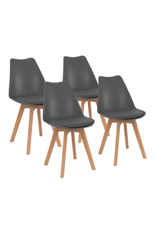 Chaises Nordia gris foncé avec assise matelassée - lot de 4
