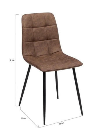 Chaises Linda imitation cuir marron et pieds métal noirs - lot de 6