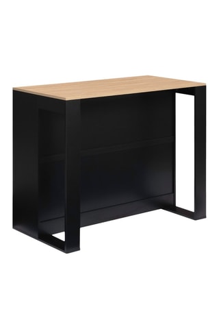Ilot central de cuisine Nino L 113cm bois et noir avec rangements