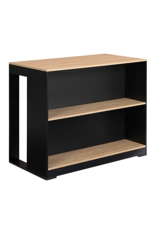 Ilot central de cuisine Nino L 113cm bois et noir avec rangements