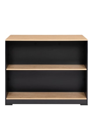 Ilot central de cuisine Nino L 113cm bois et noir avec rangements