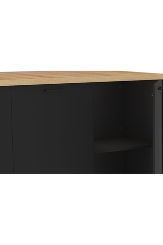 Ilot central de cuisine Dario L120cm bois et noir avec rangements