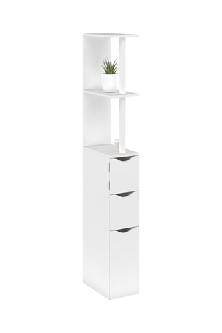 Colonne pour salle de bain blanche avec étagères + 3 portes blanches 136cm