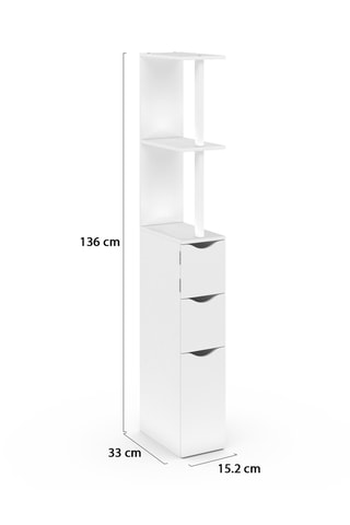 Colonne pour salle de bain blanche avec étagères + 3 portes blanches 136cm