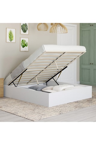 Lit coffre Malta en bois blanc avec sommier 140x190cm