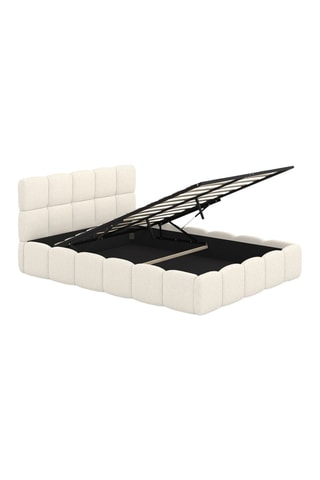 Lit coffre Bubble en tissu bouclette avec sommier et tête de lit 140x190cm