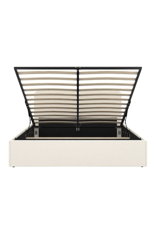 Lit coffre Louise en bouclette avec sommier et tête de lit arrondie 160x200cm