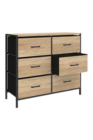 Commode Iris 6 tiroirs en bois et tissu