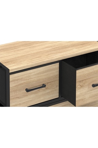 Commode Iris 5 tiroirs en bois et tissu