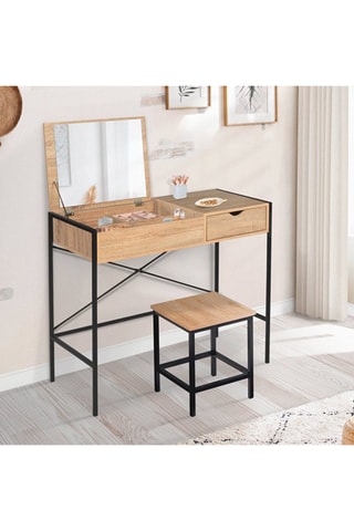 Coiffeuse et tabouret Alana - 83 x 75,5 x 39,5 cm / 35 x 40,5 x 35 cm